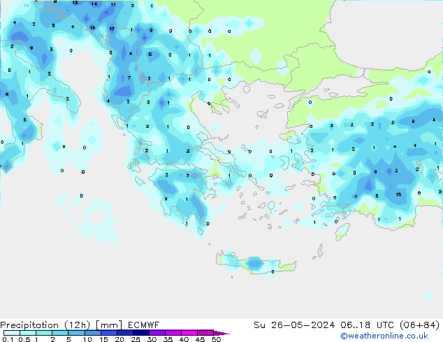 Precipitação (12h) ECMWF Dom 26.05.2024 18 UTC