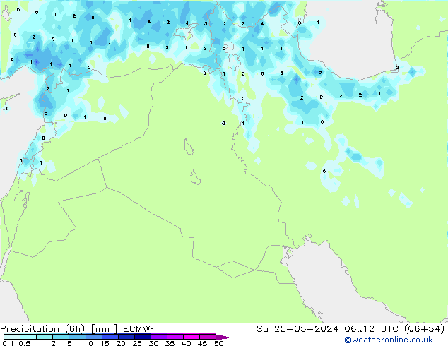 Precipitation (6h) ECMWF So 25.05.2024 12 UTC
