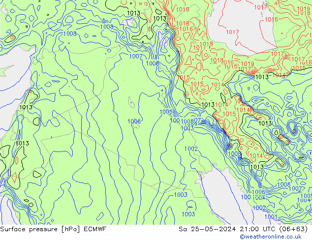 Pressione al suolo ECMWF sab 25.05.2024 21 UTC