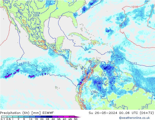 Z500/Rain (+SLP)/Z850 ECMWF dim 26.05.2024 06 UTC