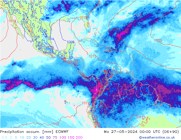 Precipitation accum. ECMWF Mo 27.05.2024 00 UTC