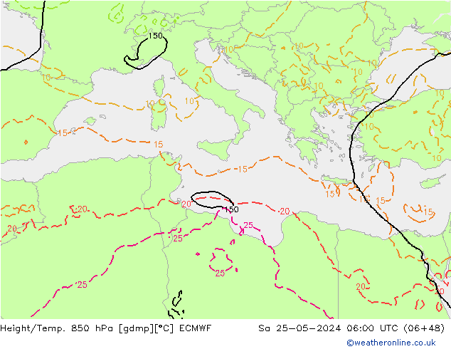 Z500/Rain (+SLP)/Z850 ECMWF sáb 25.05.2024 06 UTC