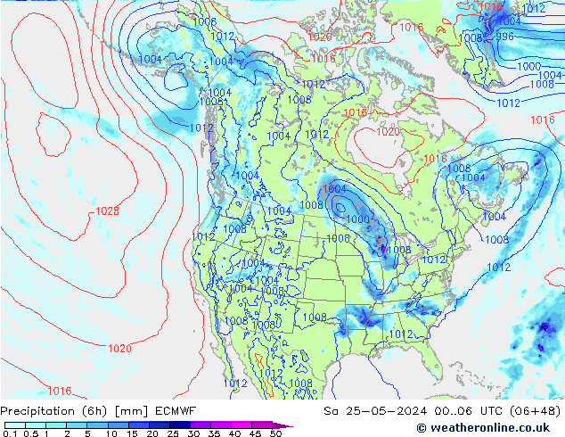 Z500/Rain (+SLP)/Z850 ECMWF 星期六 25.05.2024 06 UTC