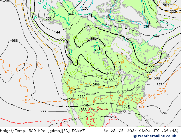 Z500/Rain (+SLP)/Z850 ECMWF 星期六 25.05.2024 06 UTC