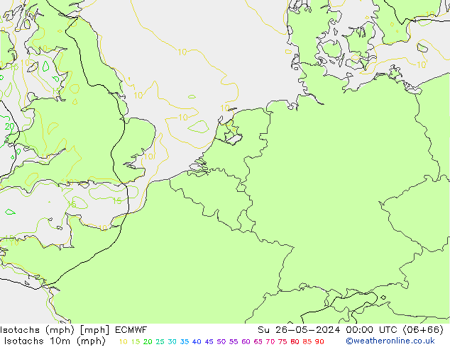Isotachs (mph) ECMWF Вс 26.05.2024 00 UTC