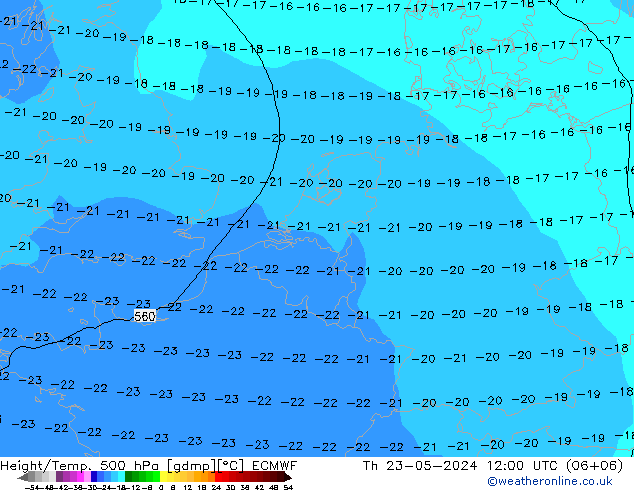 Z500/Yağmur (+YB)/Z850 ECMWF Per 23.05.2024 12 UTC