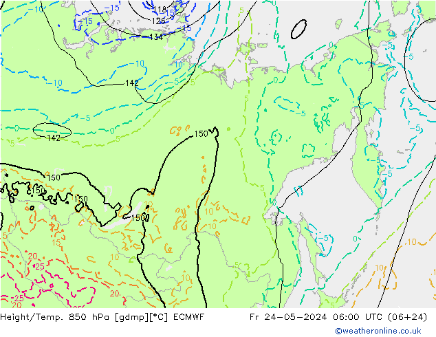 Yükseklik/Sıc. 850 hPa ECMWF Cu 24.05.2024 06 UTC