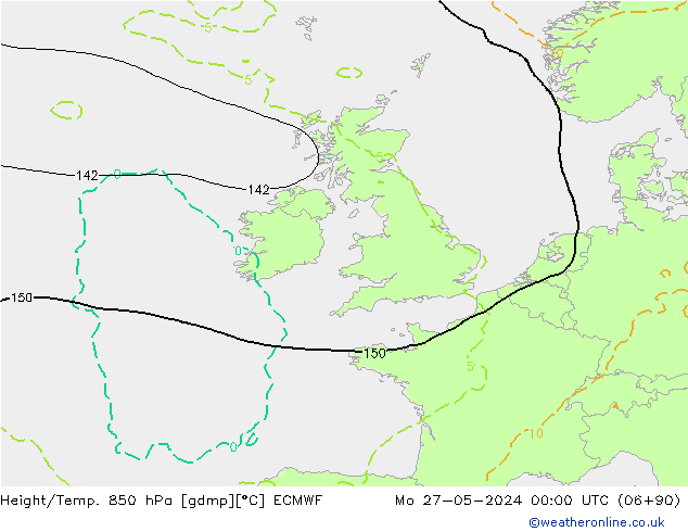 Z500/Regen(+SLP)/Z850 ECMWF ma 27.05.2024 00 UTC