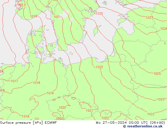 pressão do solo ECMWF Seg 27.05.2024 00 UTC