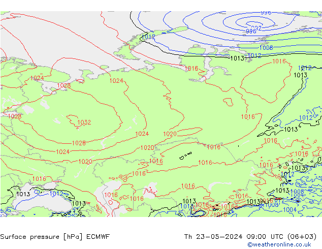Surface pressure ECMWF Th 23.05.2024 09 UTC