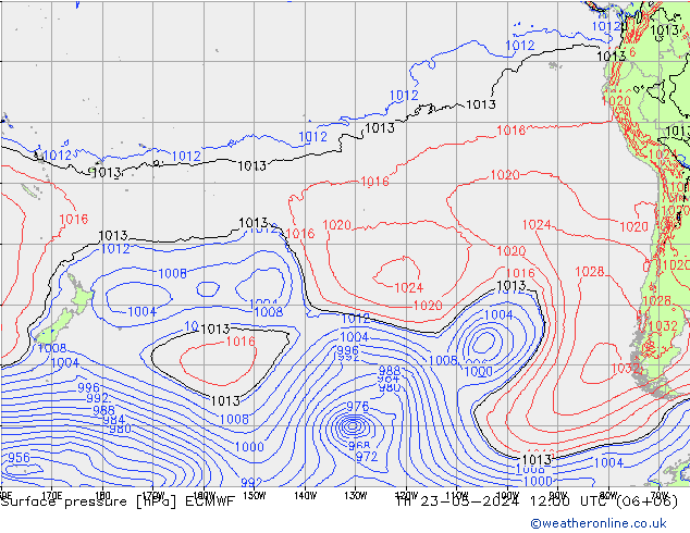 Atmosférický tlak ECMWF Čt 23.05.2024 12 UTC