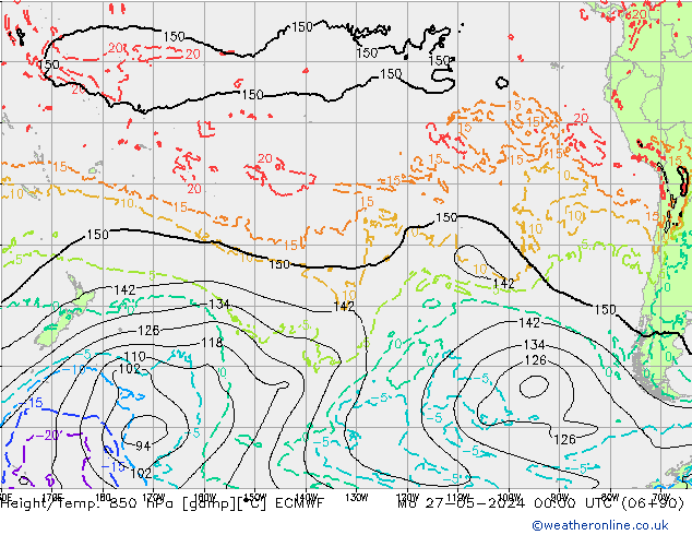 Z500/Rain (+SLP)/Z850 ECMWF Mo 27.05.2024 00 UTC