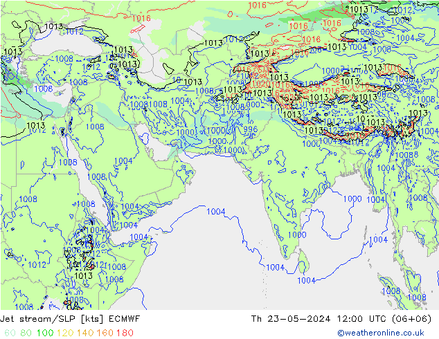 高速氣流/地面气压 ECMWF 星期四 23.05.2024 12 UTC