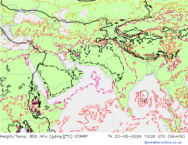 Z500/Rain (+SLP)/Z850 ECMWF 星期四 23.05.2024 12 UTC