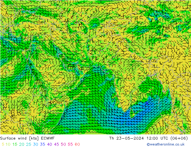 风 10 米 ECMWF 星期四 23.05.2024 12 UTC