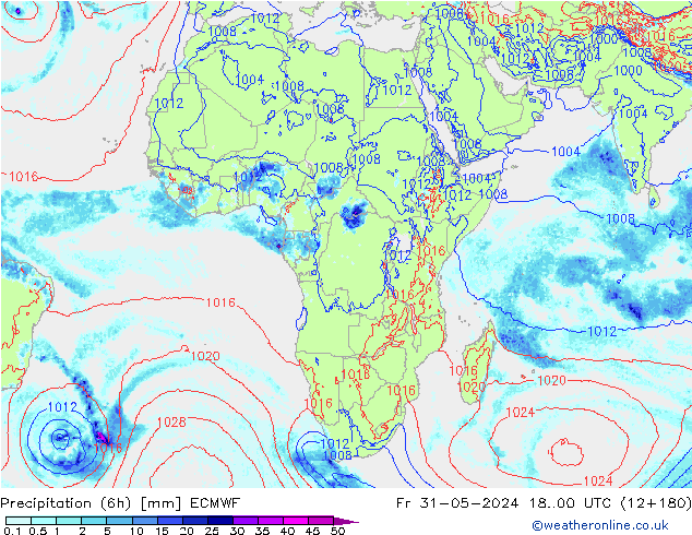 Z500/Rain (+SLP)/Z850 ECMWF Fr 31.05.2024 00 UTC