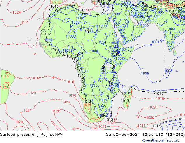 Yer basıncı ECMWF Paz 02.06.2024 12 UTC
