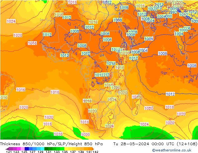 850-1000 hPa Kalınlığı ECMWF Sa 28.05.2024 00 UTC