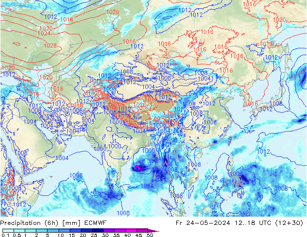 Z500/Rain (+SLP)/Z850 ECMWF Fr 24.05.2024 18 UTC