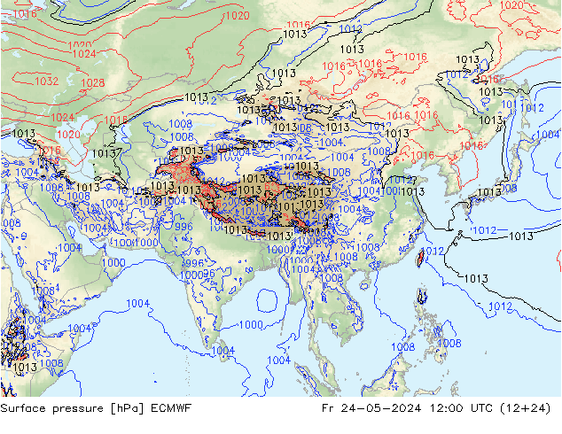 Surface pressure ECMWF Fr 24.05.2024 12 UTC