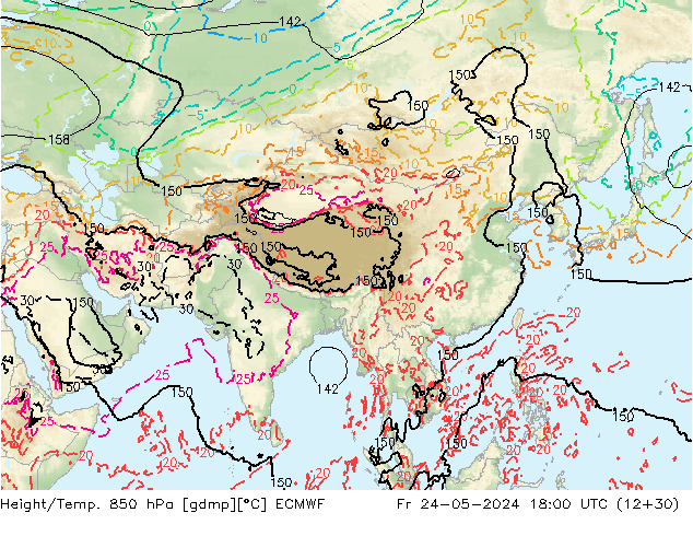 Z500/Rain (+SLP)/Z850 ECMWF Fr 24.05.2024 18 UTC