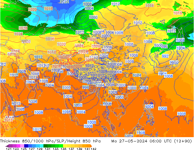 Thck 850-1000 hPa ECMWF  27.05.2024 06 UTC