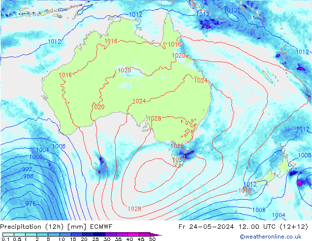 Précipitation (12h) ECMWF ven 24.05.2024 00 UTC