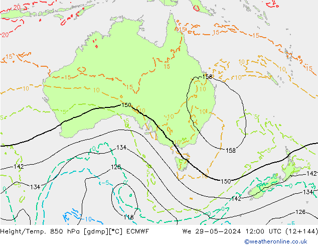 Z500/Rain (+SLP)/Z850 ECMWF We 29.05.2024 12 UTC