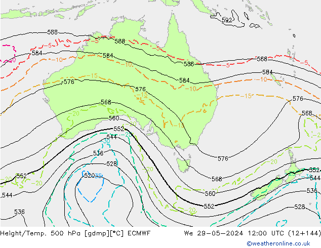 Z500/Rain (+SLP)/Z850 ECMWF We 29.05.2024 12 UTC