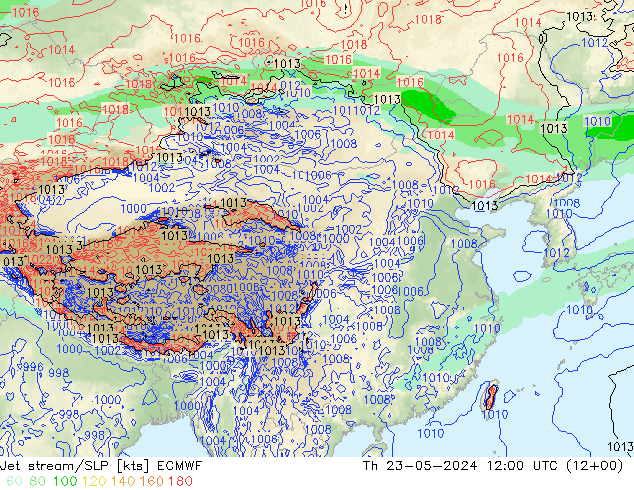 高速氣流/地面气压 ECMWF 星期四 23.05.2024 12 UTC