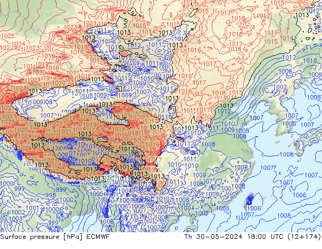 地面气压 ECMWF 星期四 30.05.2024 18 UTC