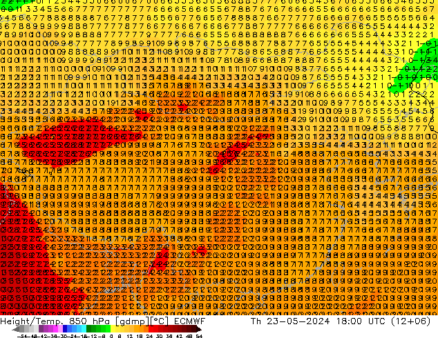 Z500/Rain (+SLP)/Z850 ECMWF 星期四 23.05.2024 18 UTC