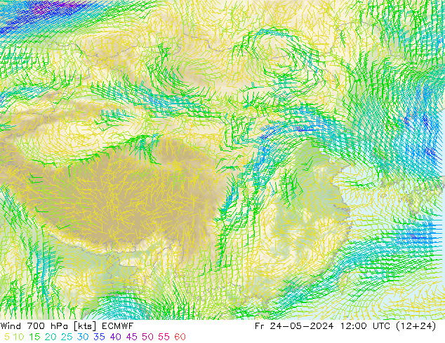 风 700 hPa ECMWF 星期五 24.05.2024 12 UTC