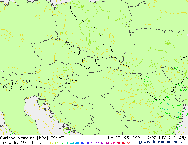 Isotachen (km/h) ECMWF ma 27.05.2024 12 UTC