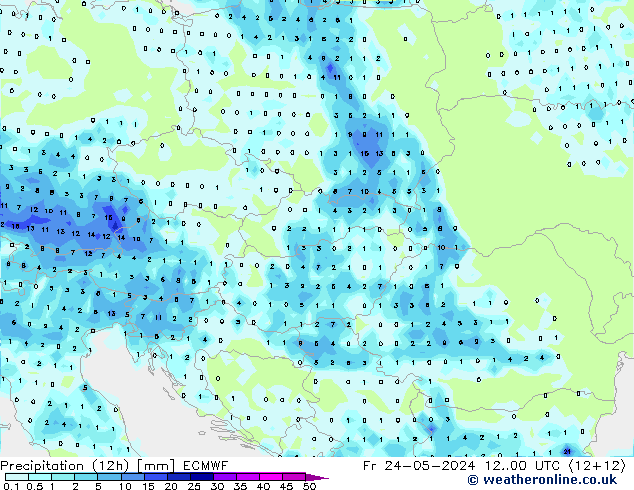 Precipitação (12h) ECMWF Sex 24.05.2024 00 UTC