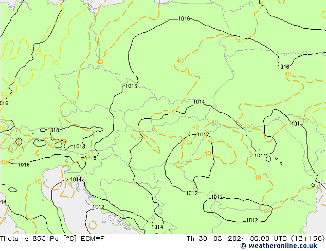 Theta-e 850hPa ECMWF Čt 30.05.2024 00 UTC