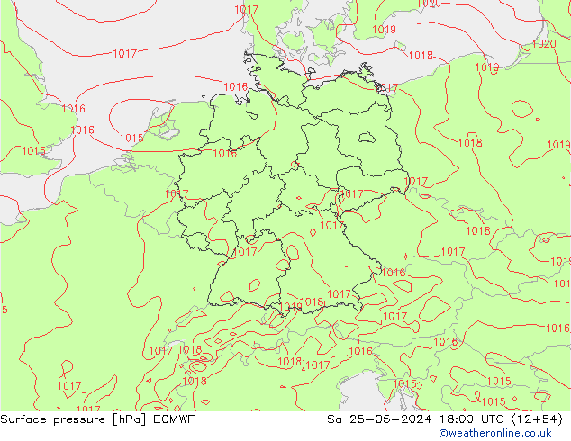 Surface pressure ECMWF Sa 25.05.2024 18 UTC