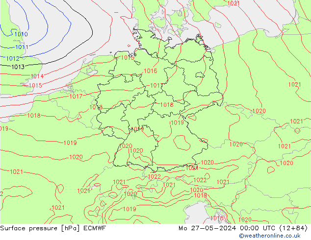 地面气压 ECMWF 星期一 27.05.2024 00 UTC