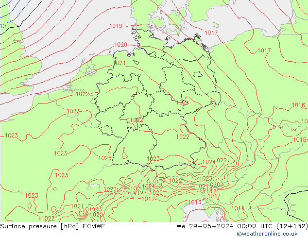 Luchtdruk (Grond) ECMWF wo 29.05.2024 00 UTC