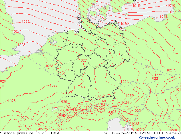 Yer basıncı ECMWF Paz 02.06.2024 12 UTC