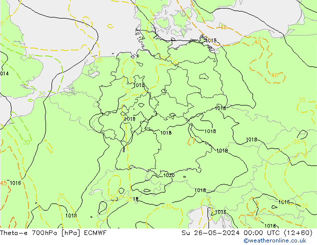 Theta-e 700гПа ECMWF Вс 26.05.2024 00 UTC