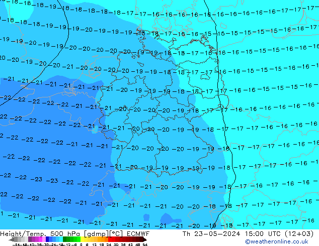 Height/Temp. 500 hPa ECMWF 星期四 23.05.2024 15 UTC