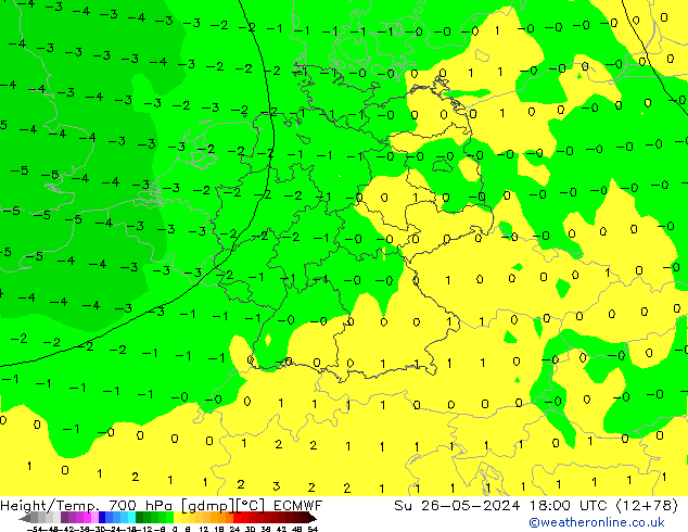 Height/Temp. 700 hPa ECMWF Ne 26.05.2024 18 UTC