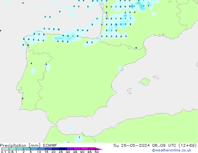 Niederschlag ECMWF So 26.05.2024 09 UTC