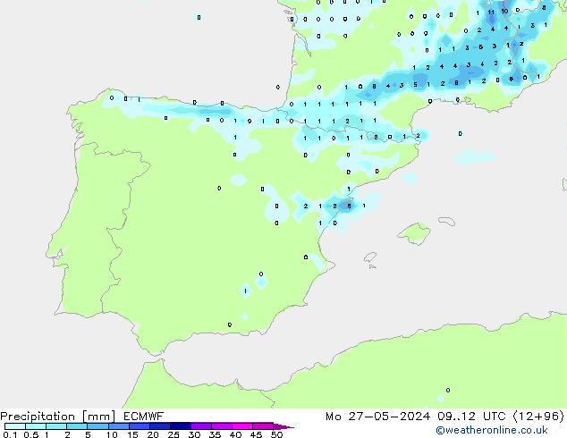Niederschlag ECMWF Mo 27.05.2024 12 UTC