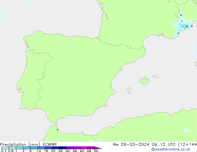 Precipitazione ECMWF mer 29.05.2024 12 UTC