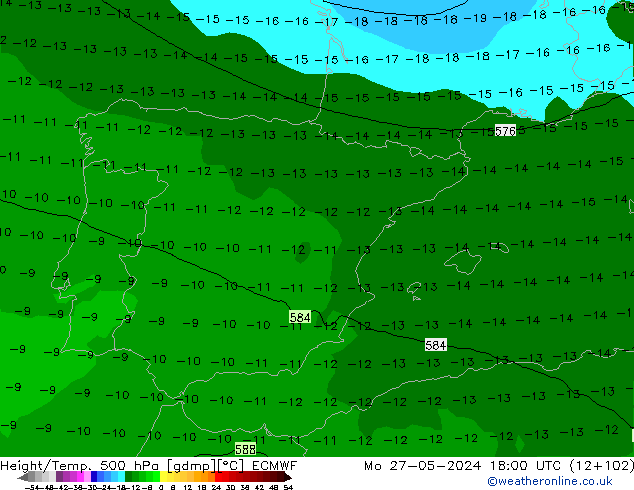 Z500/Rain (+SLP)/Z850 ECMWF Mo 27.05.2024 18 UTC