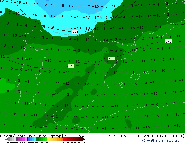 Z500/Rain (+SLP)/Z850 ECMWF чт 30.05.2024 18 UTC