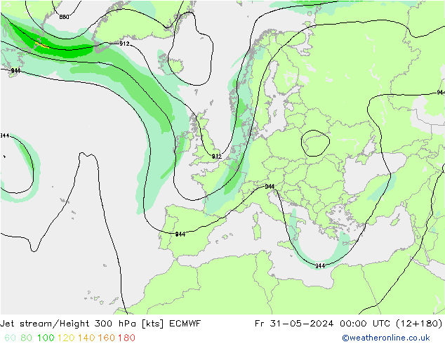 Jet stream/Height 300 hPa ECMWF Fr 31.05.2024 00 UTC