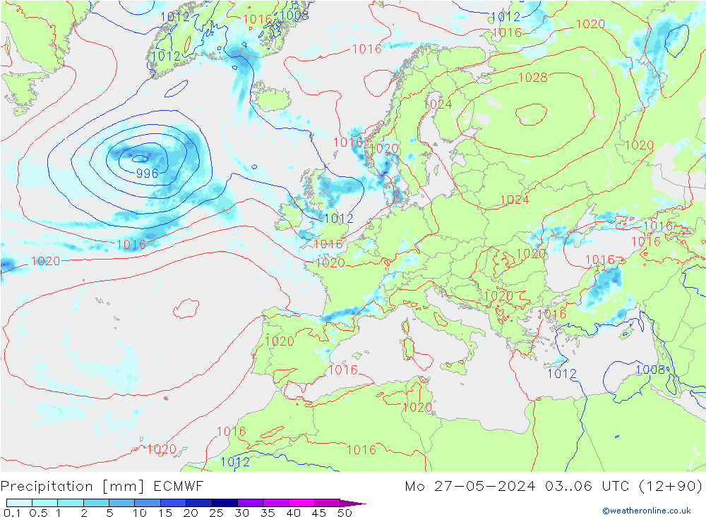 opad ECMWF pon. 27.05.2024 06 UTC